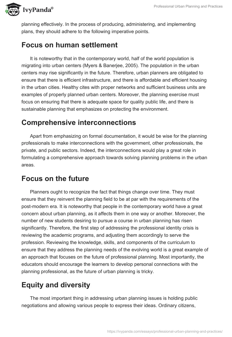 Professional Urban Planning and Practices. Page 2
