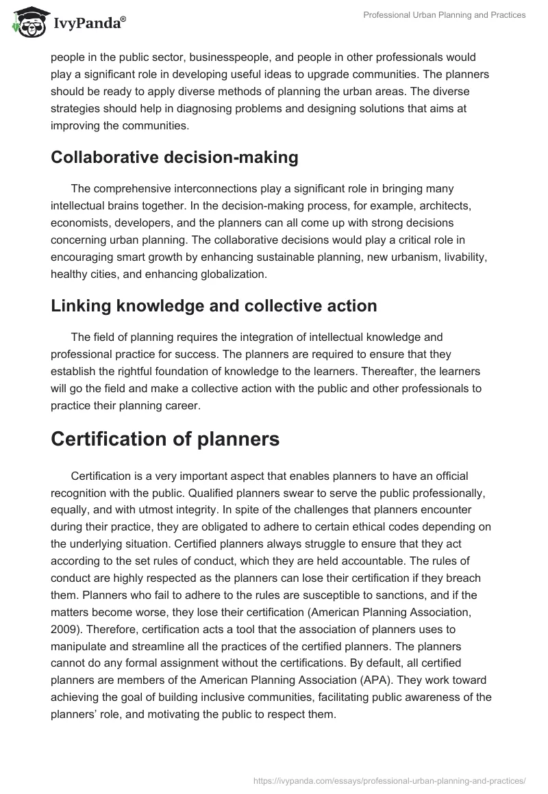 Professional Urban Planning and Practices. Page 3