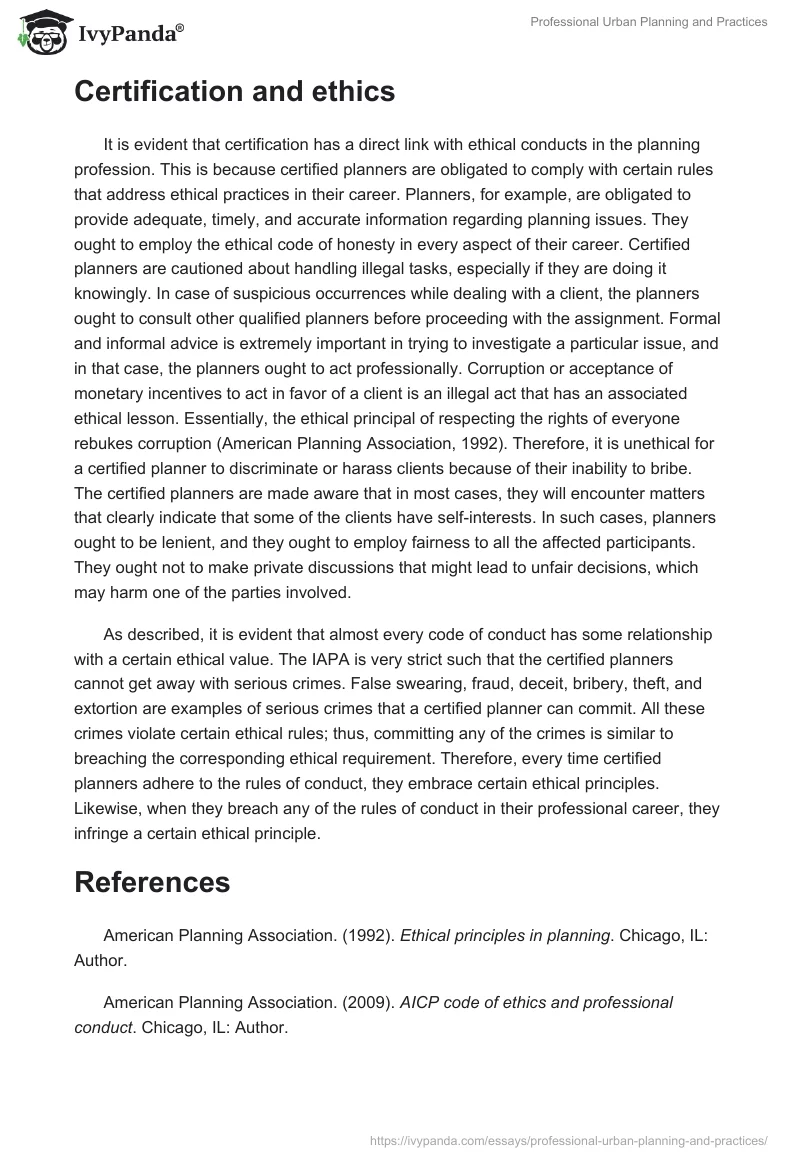 Professional Urban Planning and Practices. Page 4