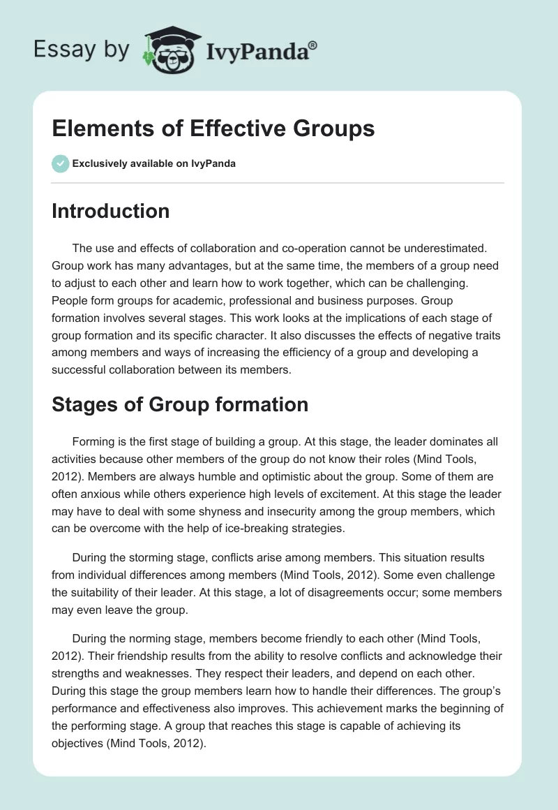Elements of Effective Groups. Page 1