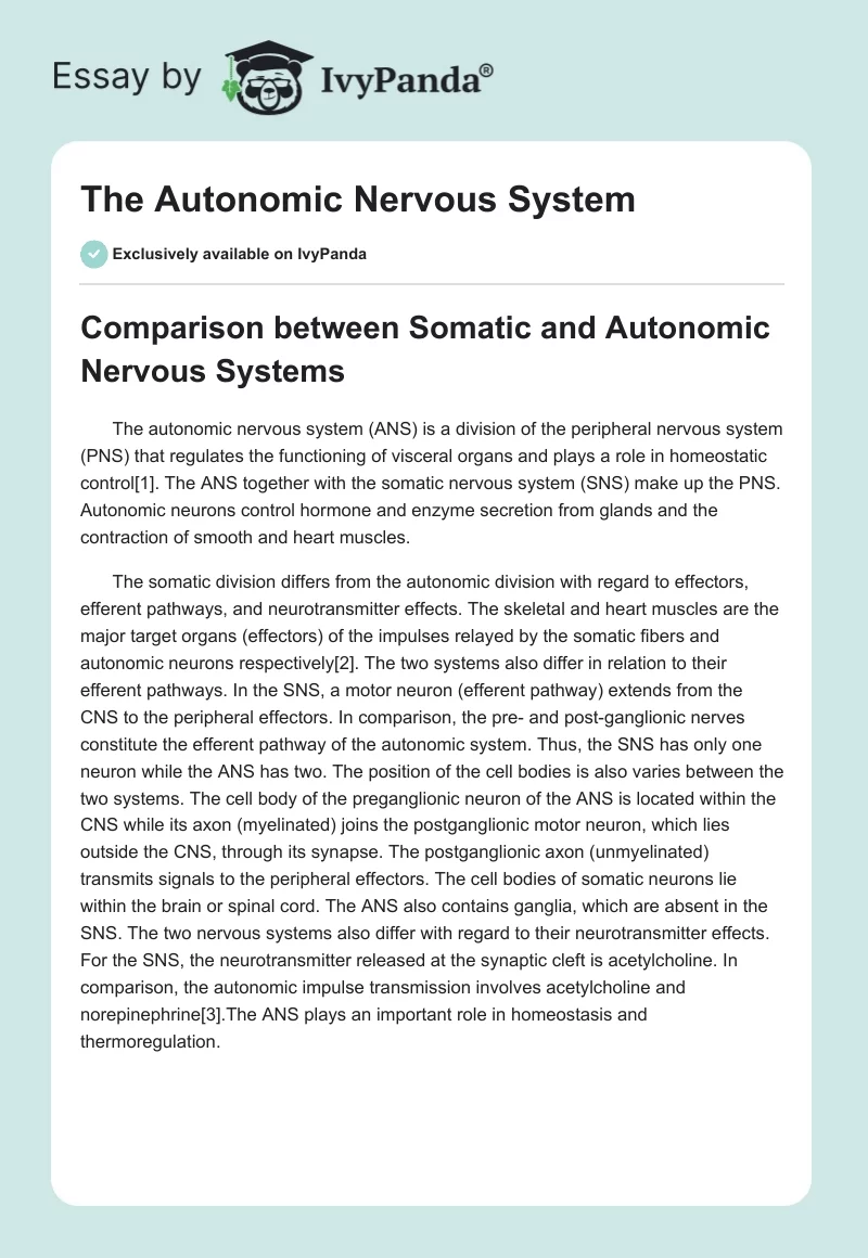 The Autonomic Nervous System. Page 1