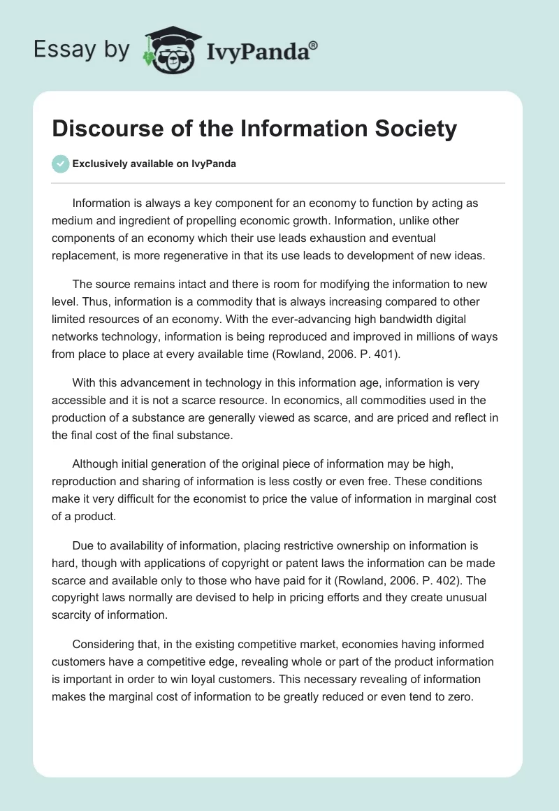 Discourse of the Information Society. Page 1