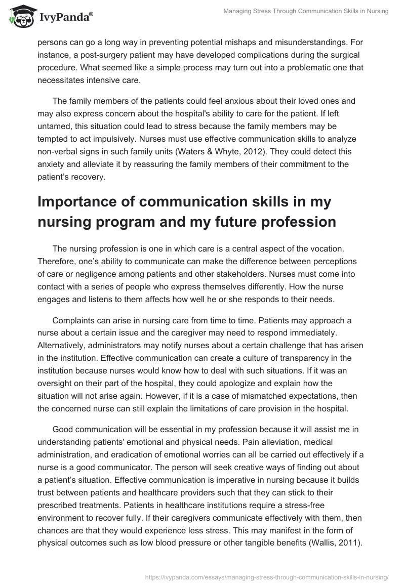 Managing Stress Through Communication Skills in Nursing. Page 2