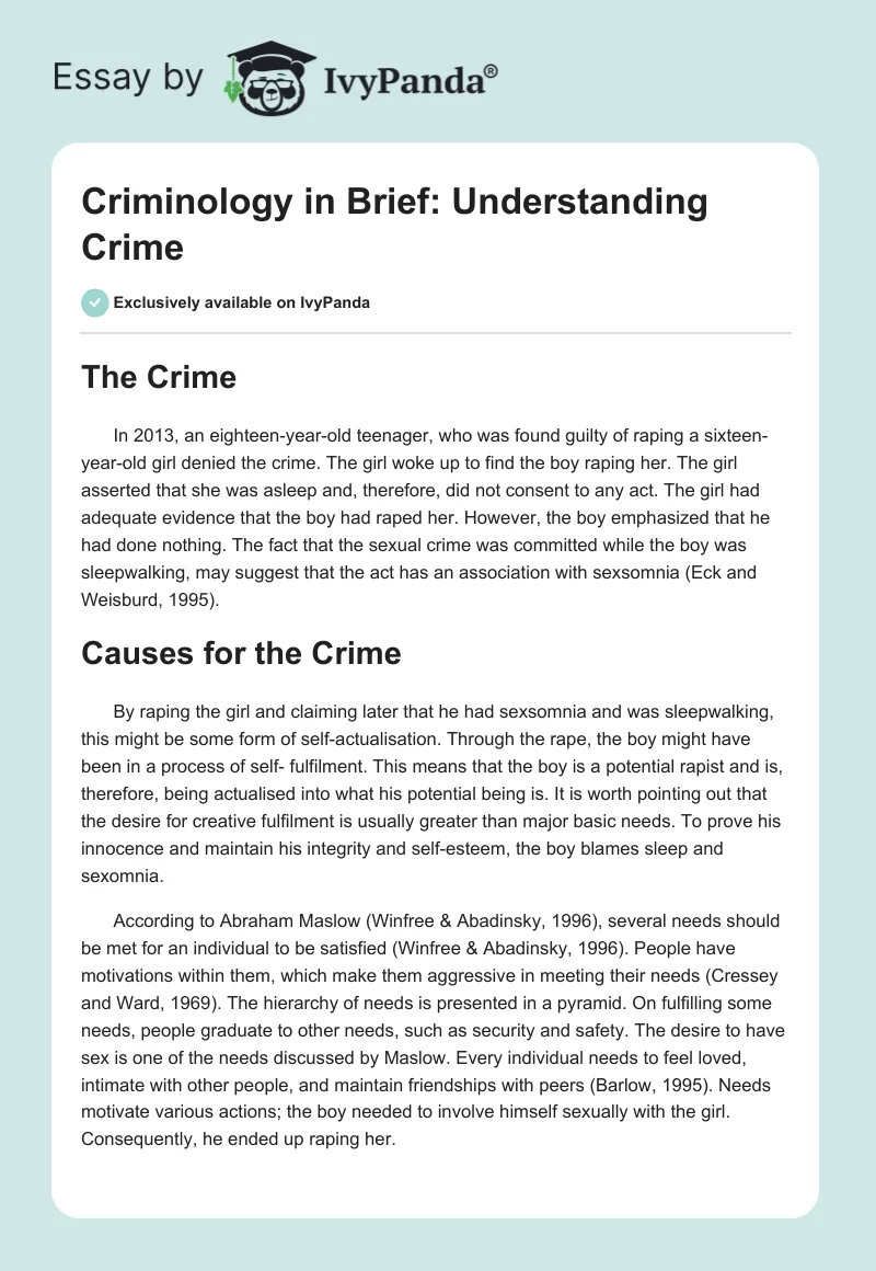 Criminology in Brief: Understanding Crime. Page 1