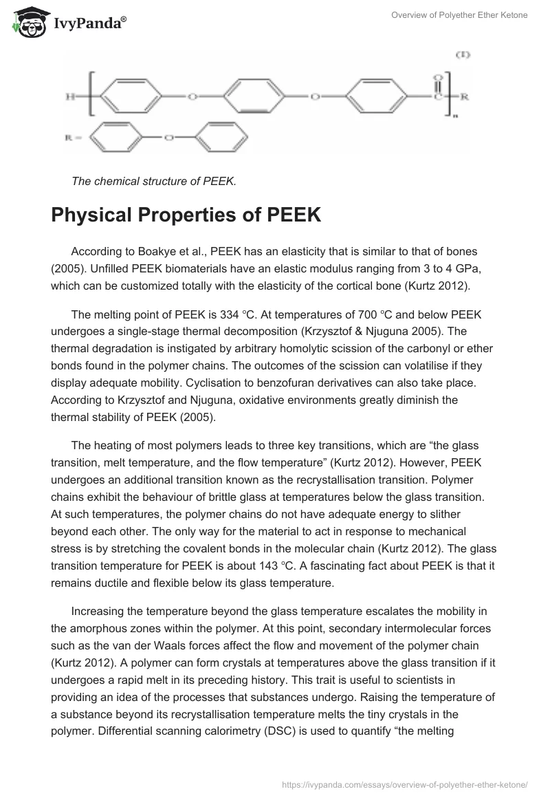 Overview of Polyether Ether Ketone. Page 2