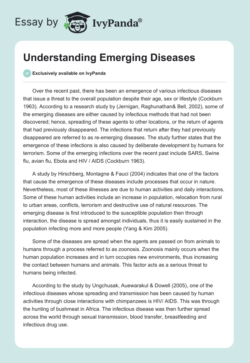 Understanding Emerging Diseases. Page 1