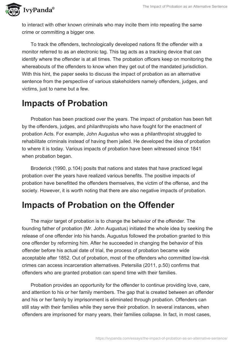 The Impact of Probation as an Alternative Sentence. Page 2