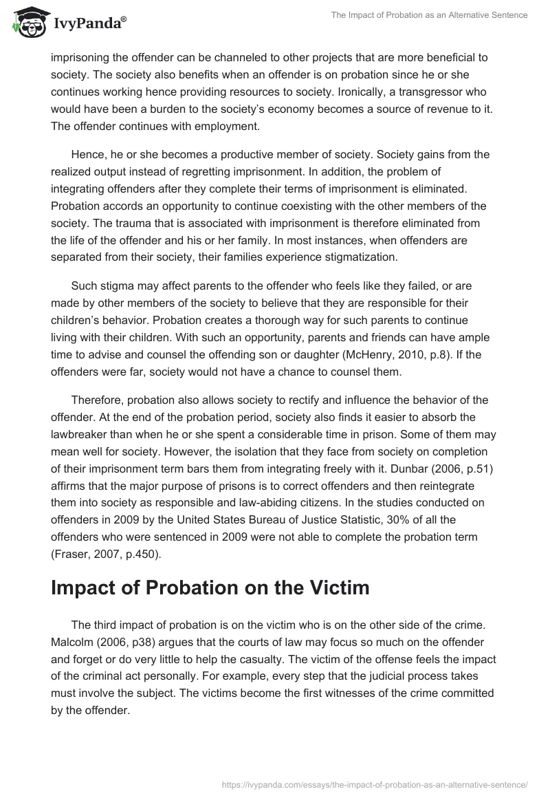 The Impact of Probation as an Alternative Sentence. Page 5
