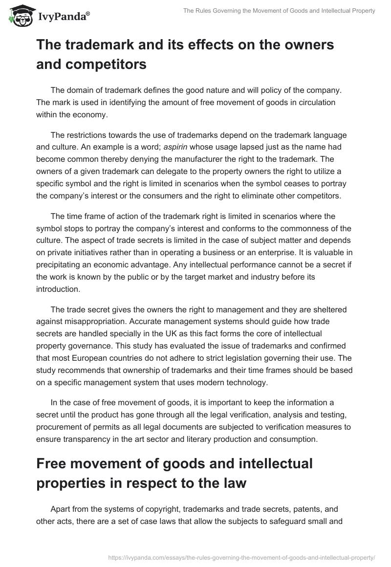 The Rules Governing the Movement of Goods and Intellectual Property. Page 4