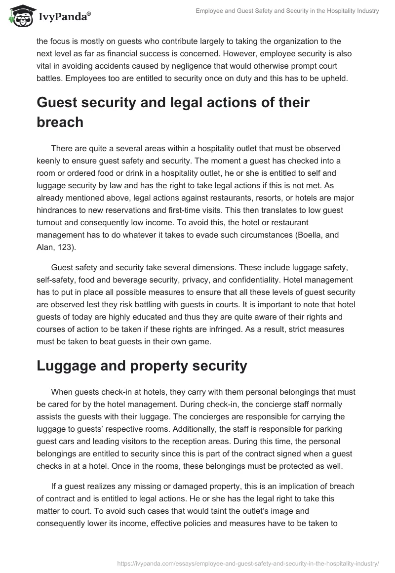 Employee and Guest Safety and Security in the Hospitality Industry. Page 2