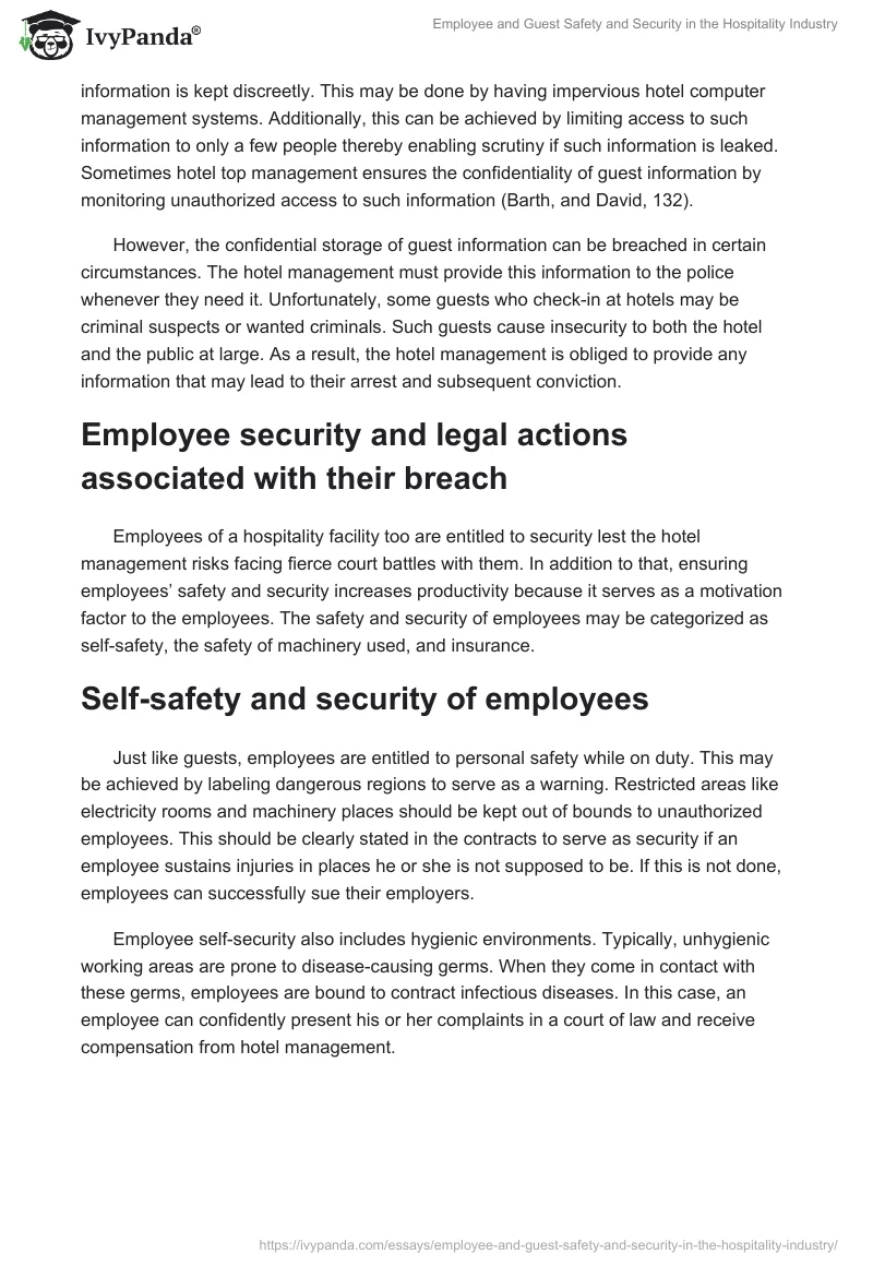 Employee and Guest Safety and Security in the Hospitality Industry. Page 5
