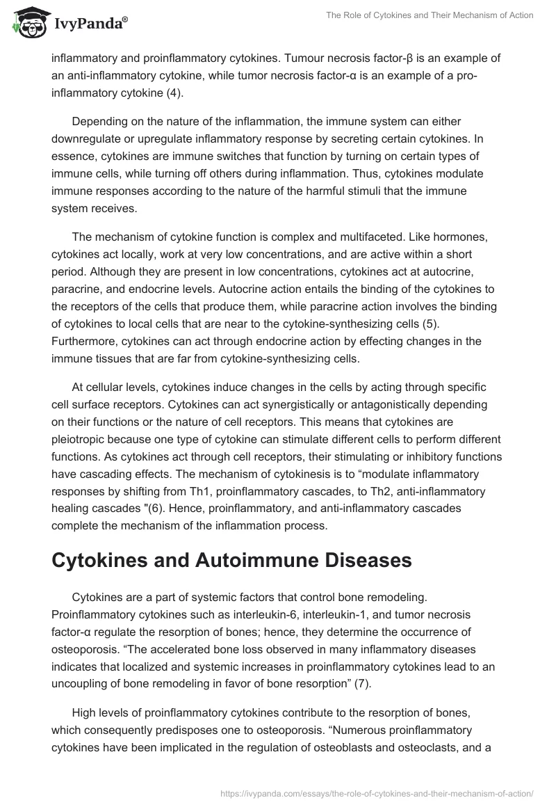 The Role of Cytokines and Their Mechanism of Action. Page 2