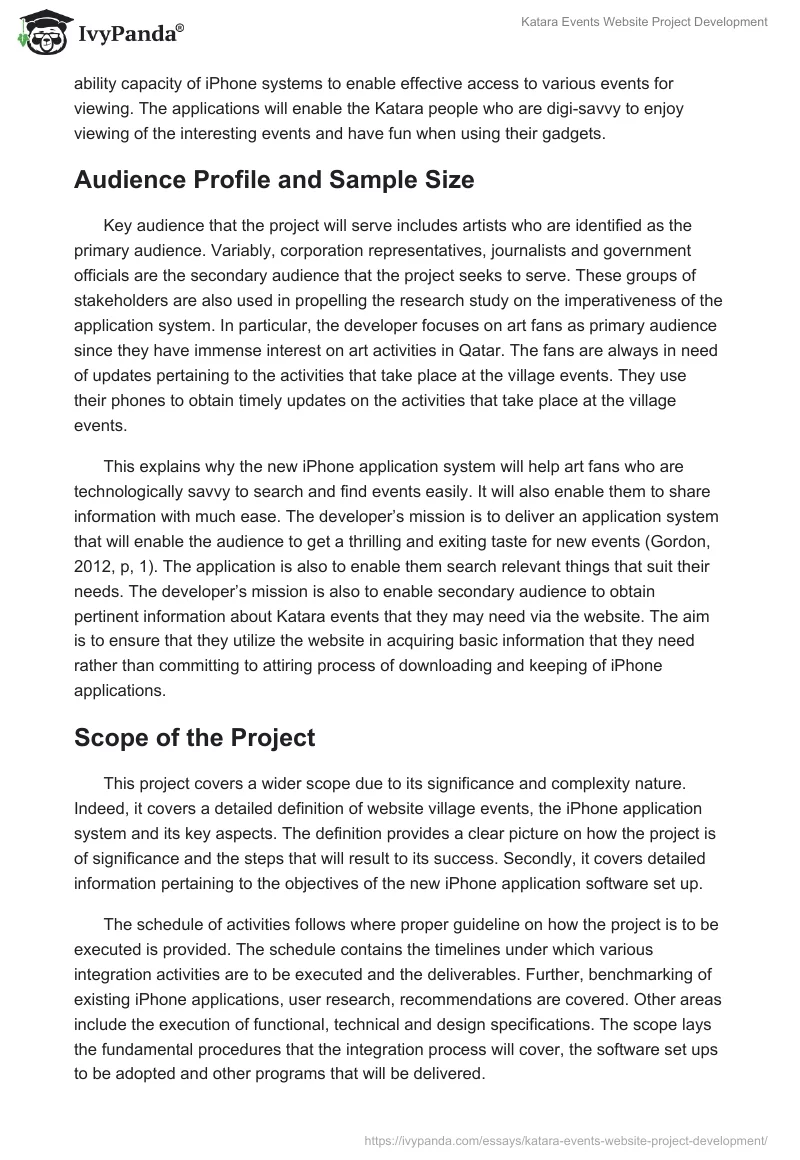Katara Events Website Project Development. Page 3