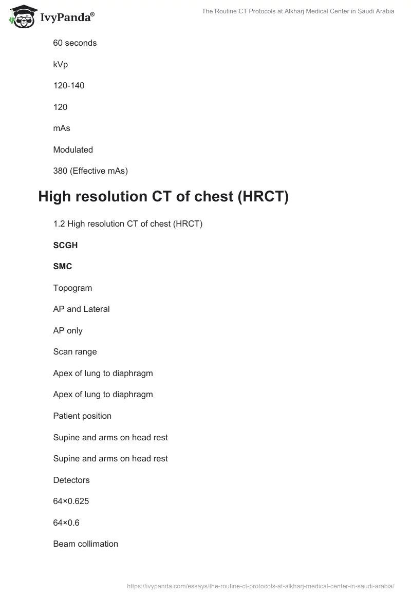 The Routine CT Protocols at Alkharj Medical Center in Saudi Arabia. Page 3