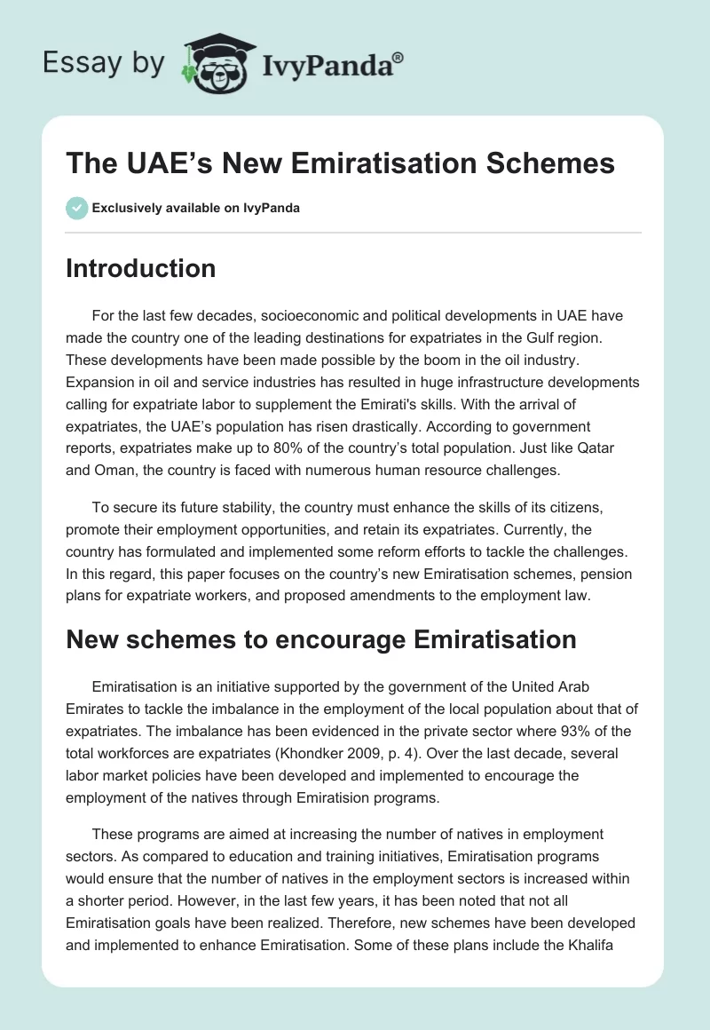 The UAE’s New Emiratisation Schemes. Page 1