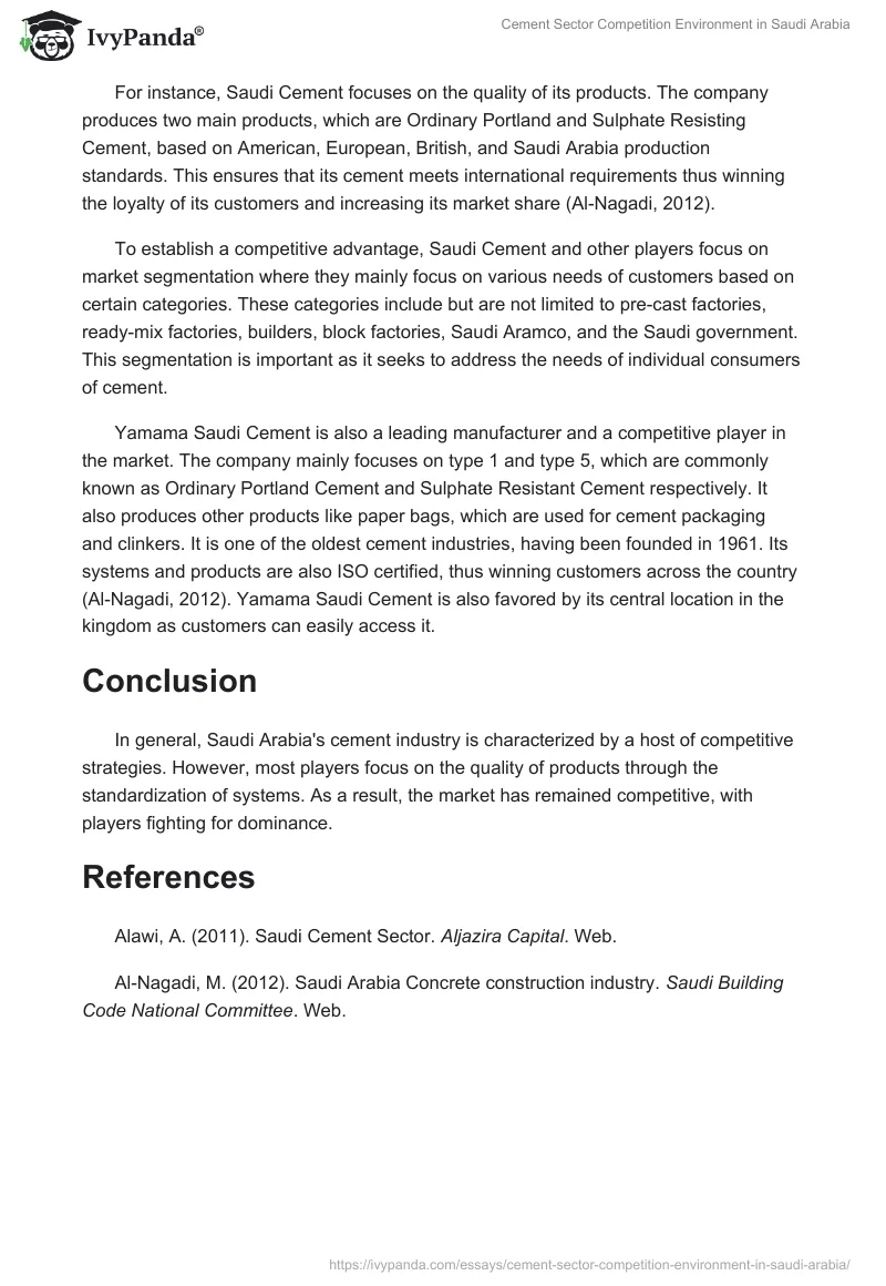 Cement Sector Competition Environment in Saudi Arabia. Page 2