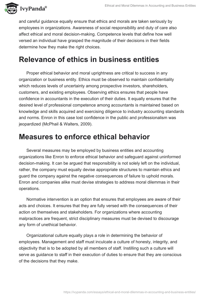 Ethical and Moral Dilemmas in Accounting and Business Entities. Page 5
