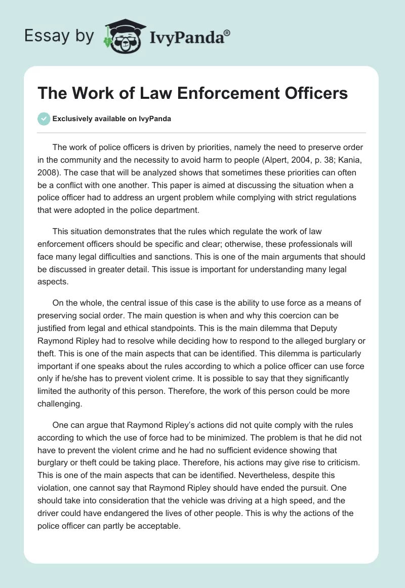 The Work of Law Enforcement Officers. Page 1