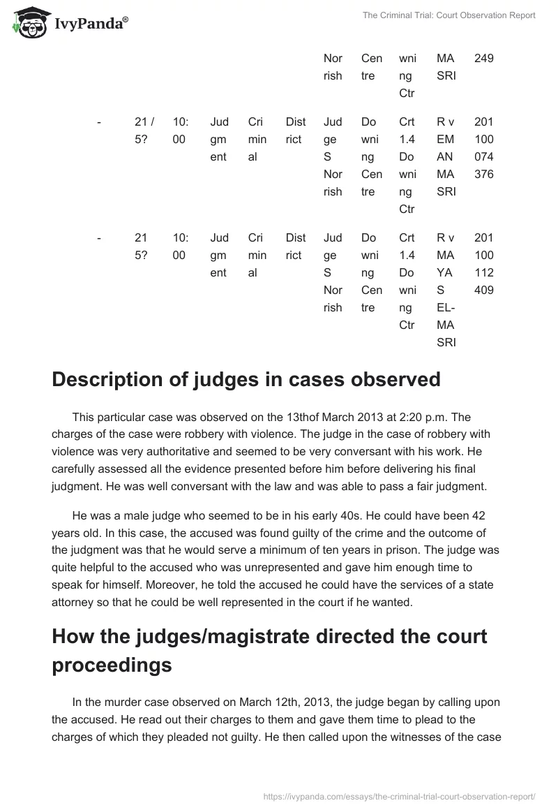 The Criminal Trial: Court Observation Report. Page 3