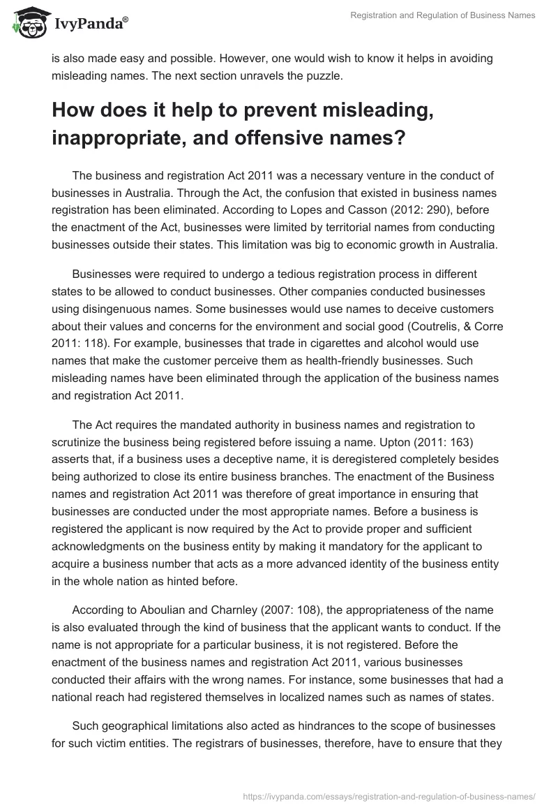 Registration and Regulation of Business Names. Page 5