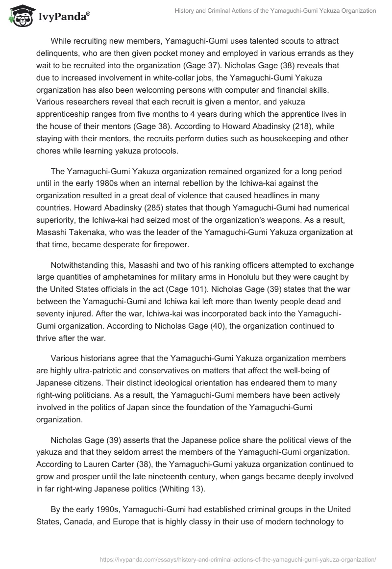 History and Criminal Actions of the Yamaguchi-Gumi Yakuza Organization. Page 2