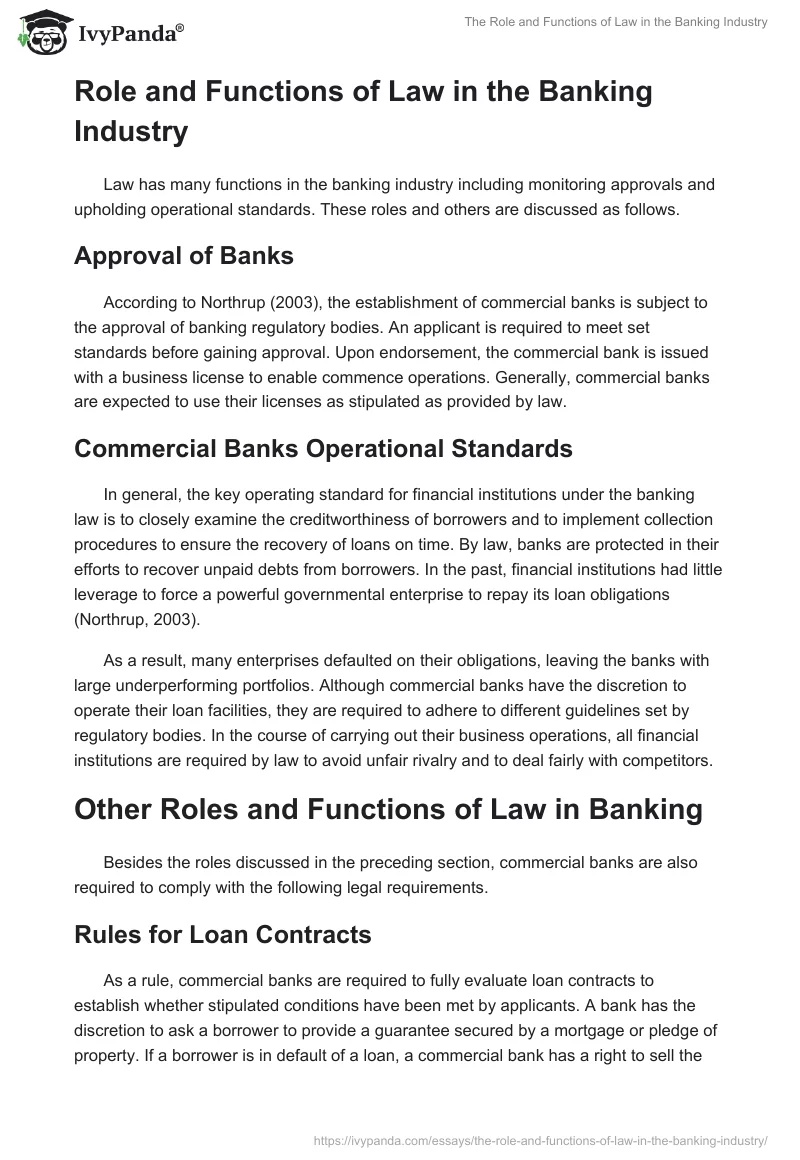 The Role and Functions of Law in the Banking Industry. Page 2