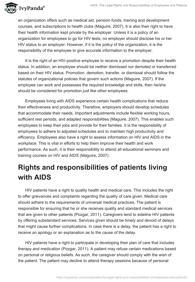 AIDS: The Legal Rights and Responsibilities of Employees and Patients. Page 2