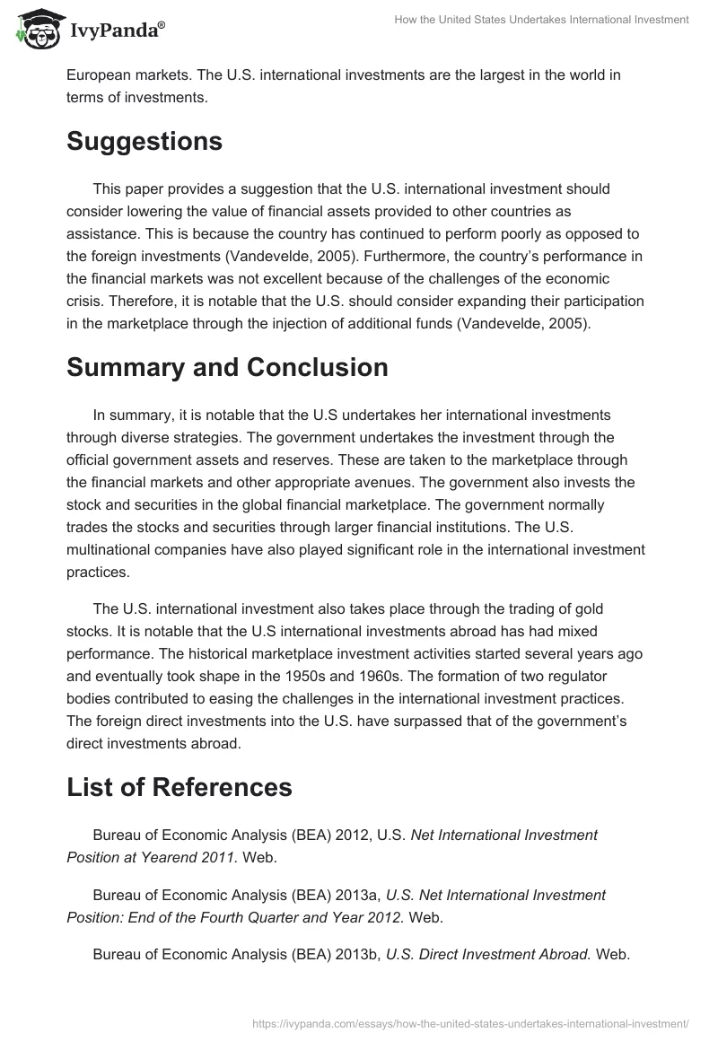 How the United States Undertakes International Investment. Page 5