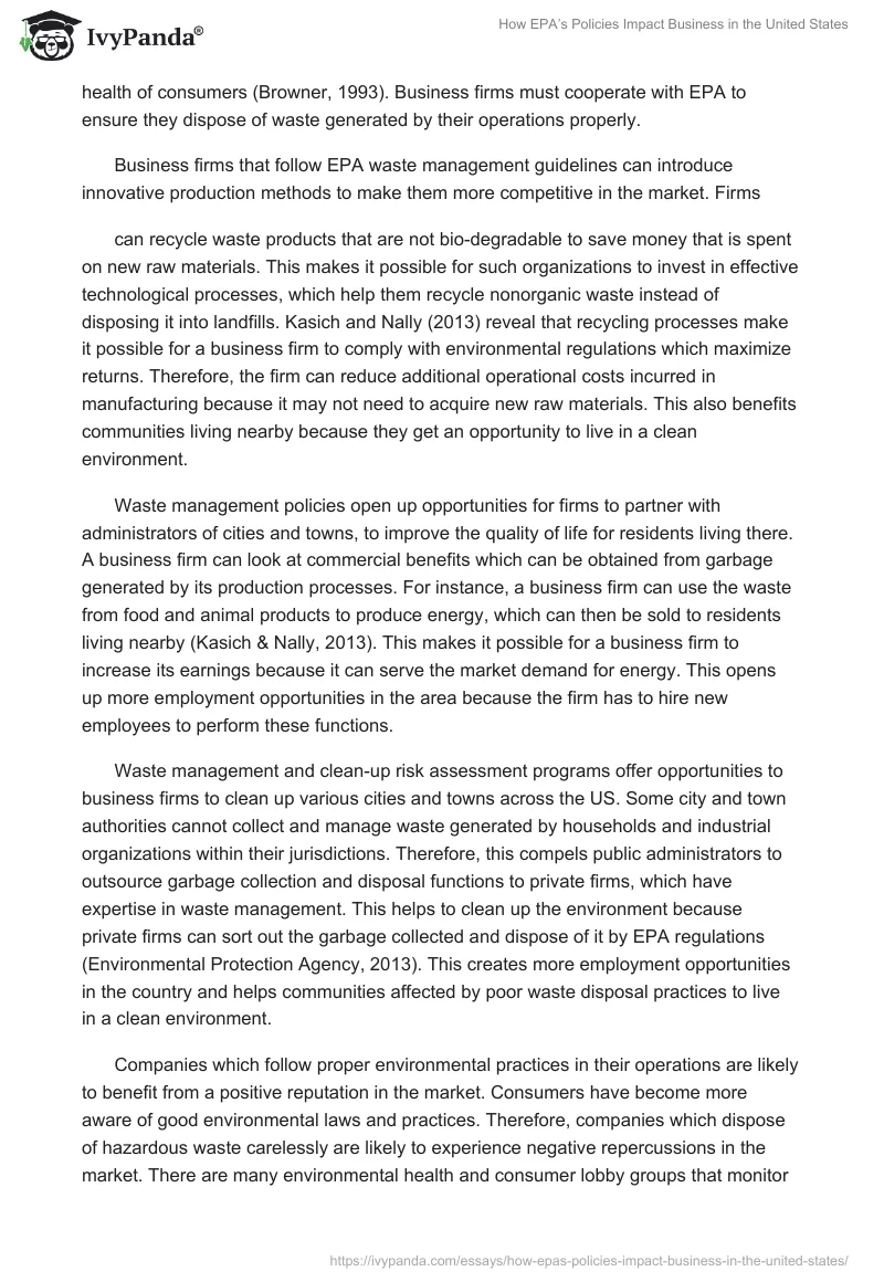 How EPA’s Policies Impact Business in the United States. Page 2