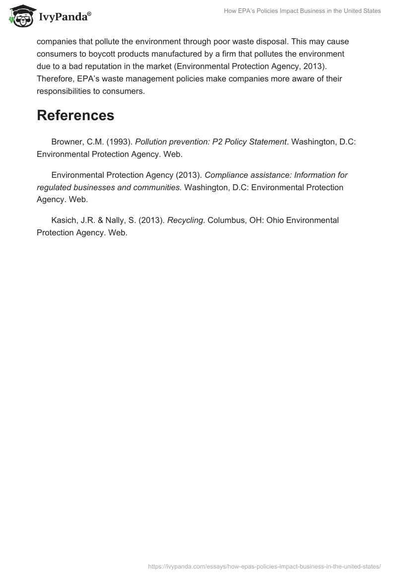 How EPA’s Policies Impact Business in the United States. Page 3