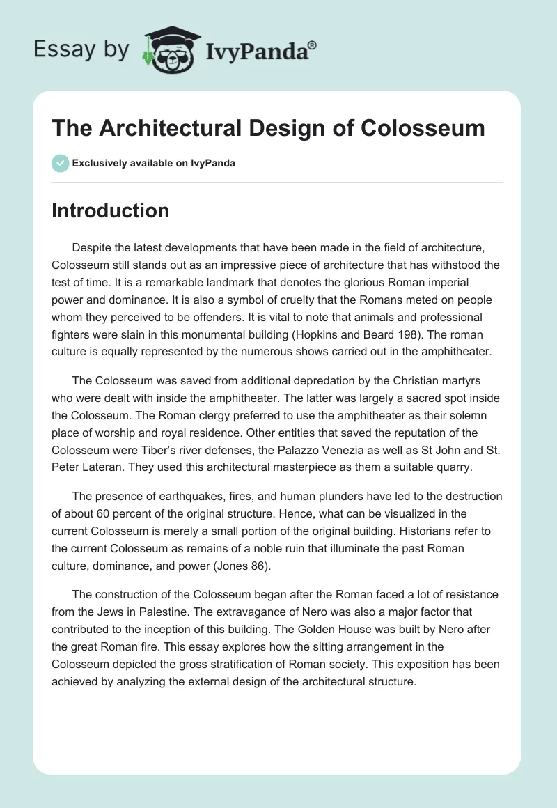 The Architectural Design of Colosseum. Page 1