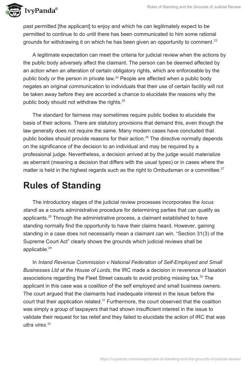 Rules of Standing and the Grounds of Judicial Review. Page 4