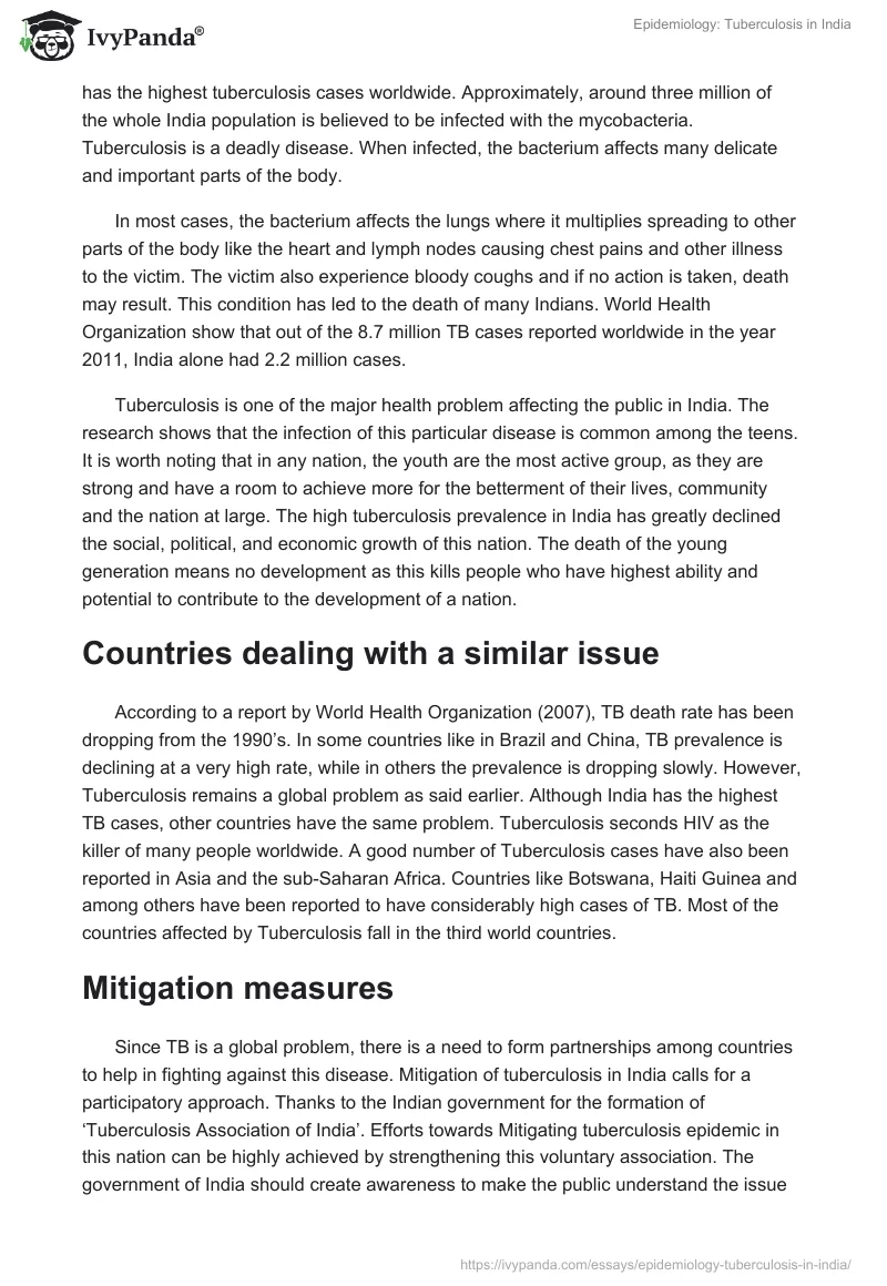Epidemiology: Tuberculosis in India. Page 2