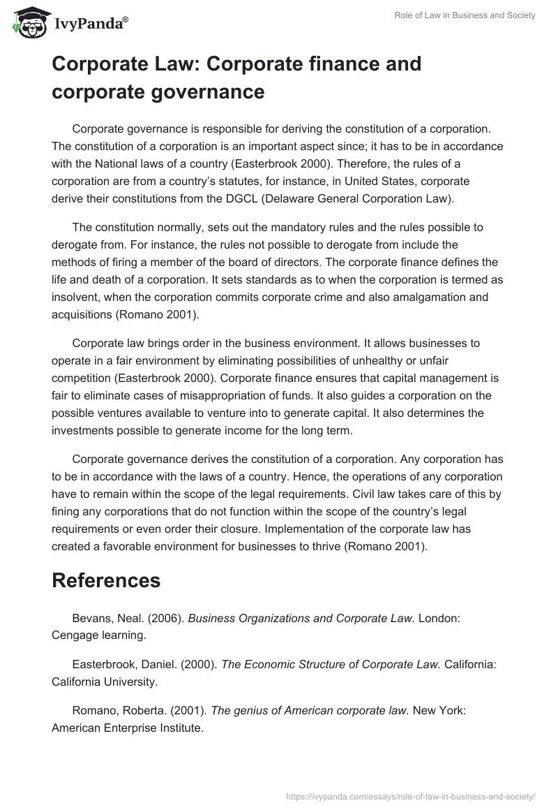 Role of Law in Business and Society. Page 2