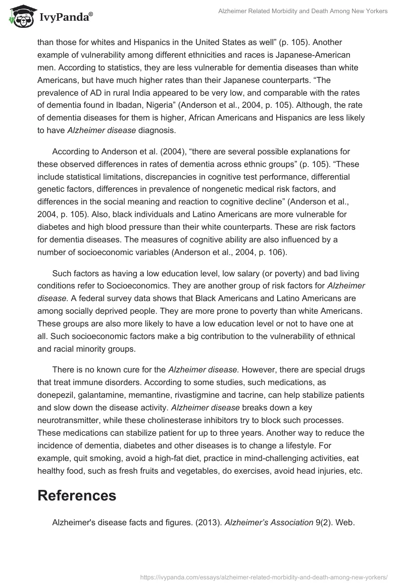 Alzheimer Related Morbidity and Death Among New Yorkers. Page 3