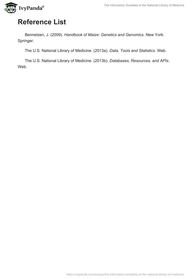 The Information Available at the National Library of Medicine. Page 3