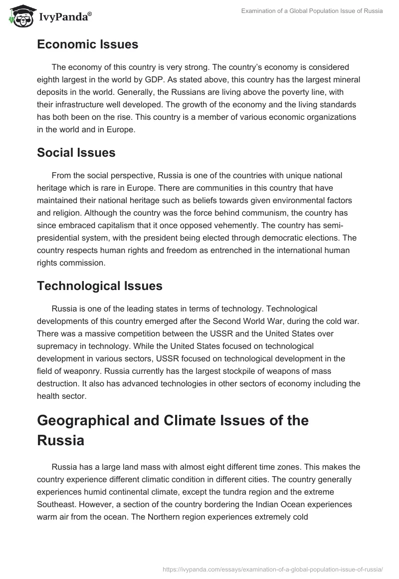 Examination of a Global Population Issue of Russia. Page 2