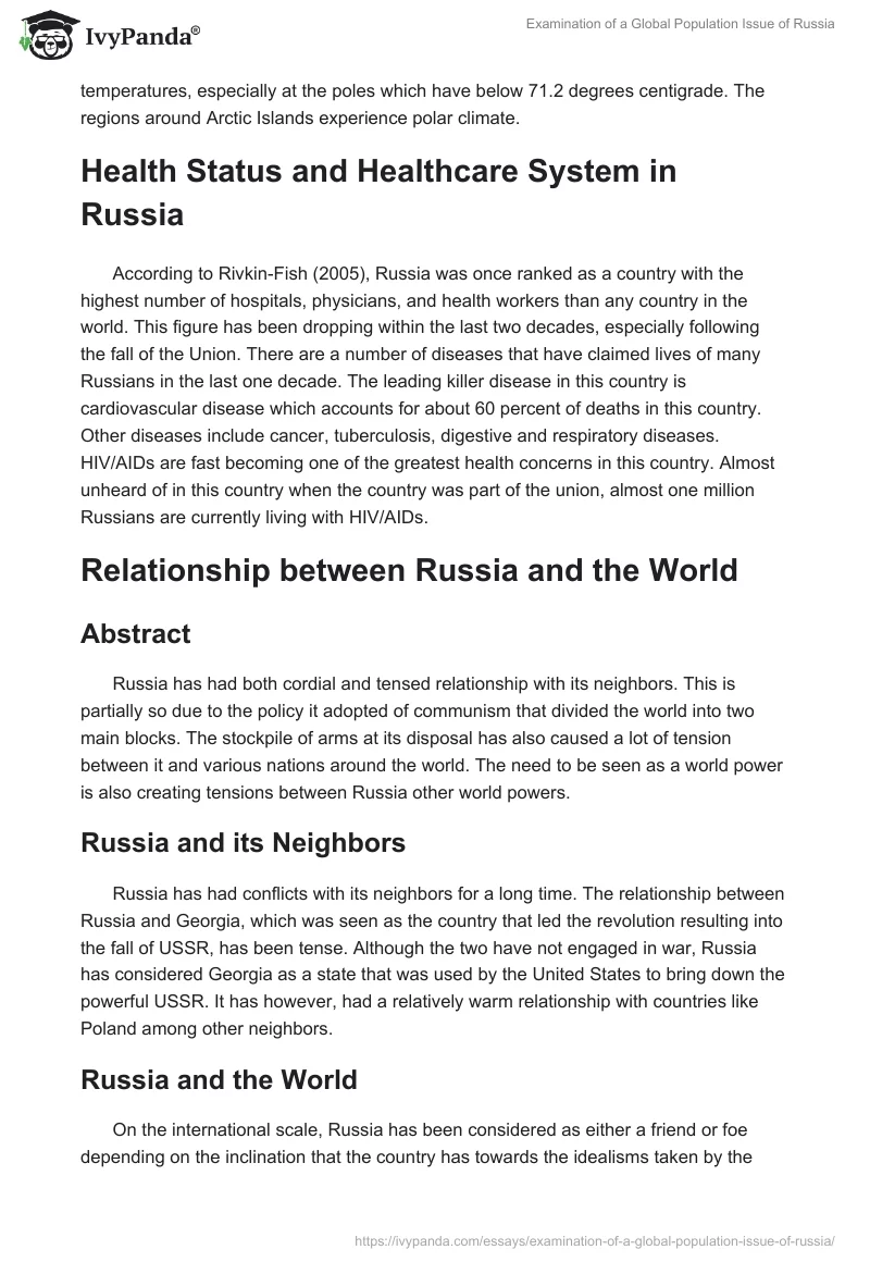 Examination of a Global Population Issue of Russia. Page 3