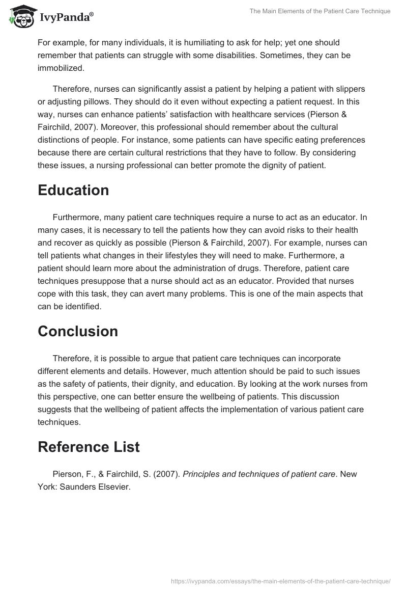 The Main Elements of the Patient Care Technique. Page 2