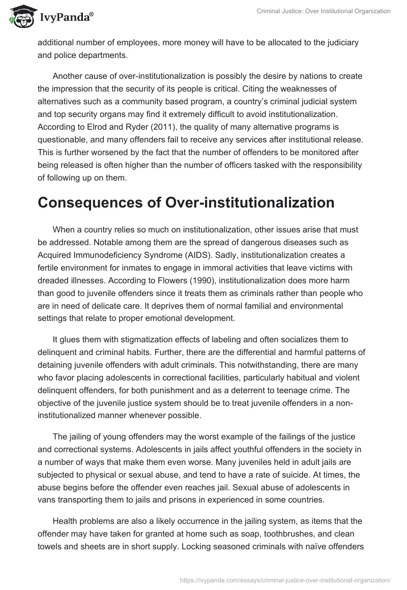 Criminal Justice: Over Institutional Organization. Page 2