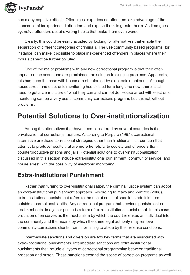 Criminal Justice: Over Institutional Organization. Page 3