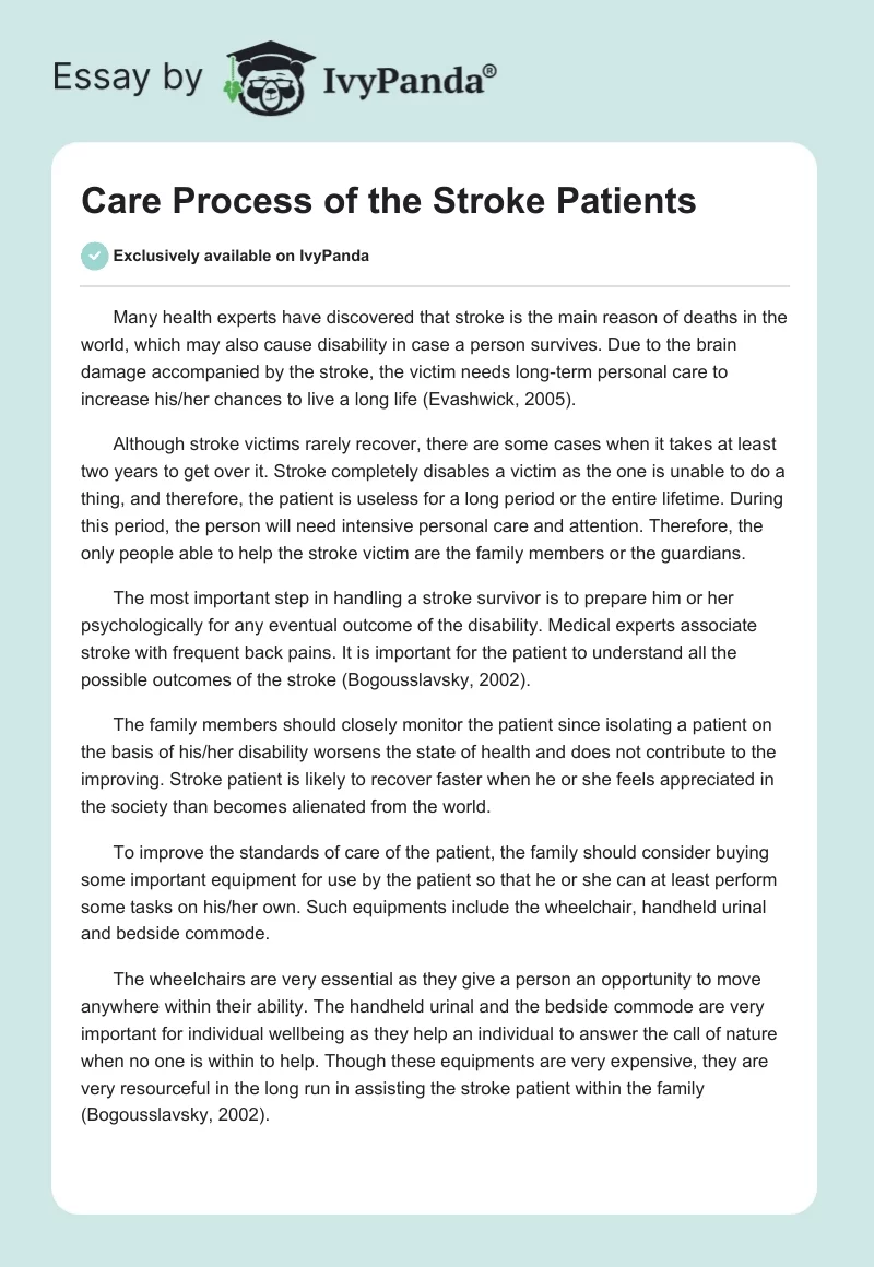 Care Process of the Stroke Patients. Page 1