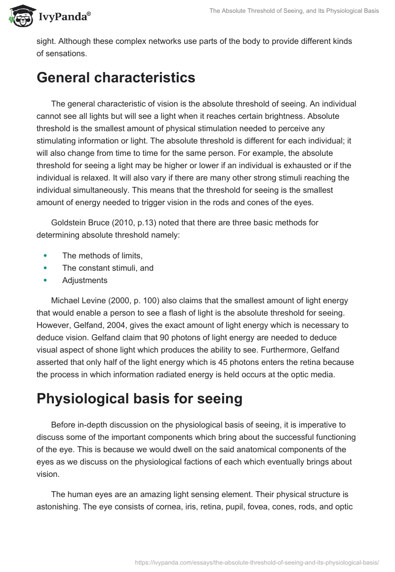 The Absolute Threshold of Seeing, and Its Physiological Basis. Page 2