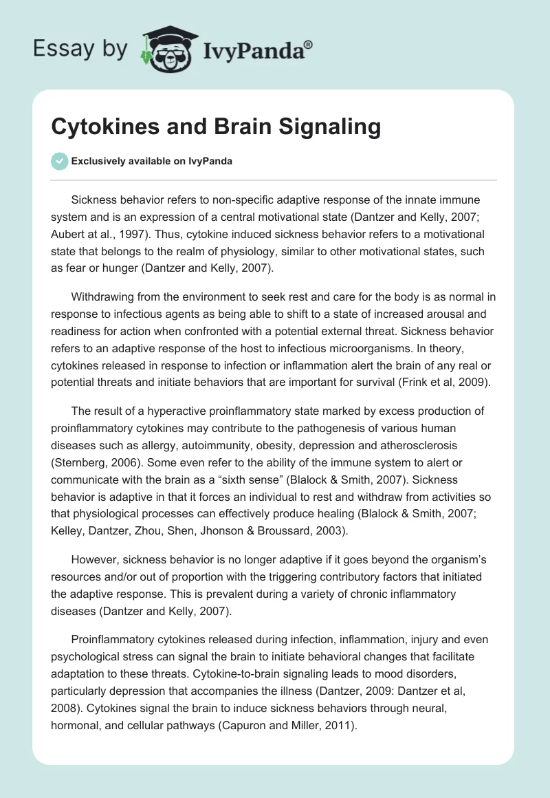 Cytokines and Brain Signaling. Page 1