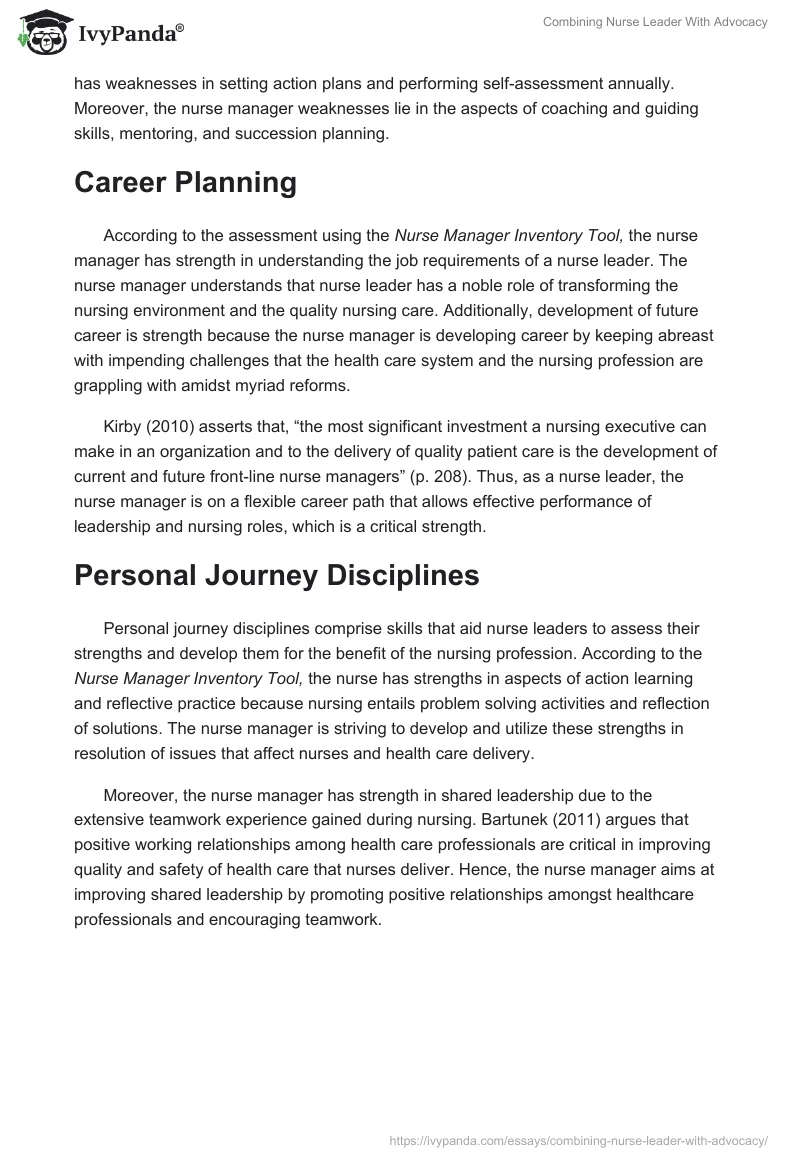Combining Nurse Leader With Advocacy. Page 2
