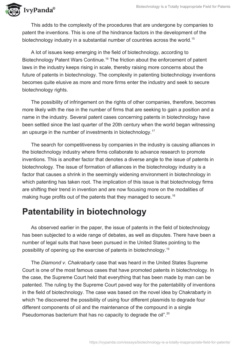 Biotechnology Is a Totally Inappropriate Field for Patents. Page 5