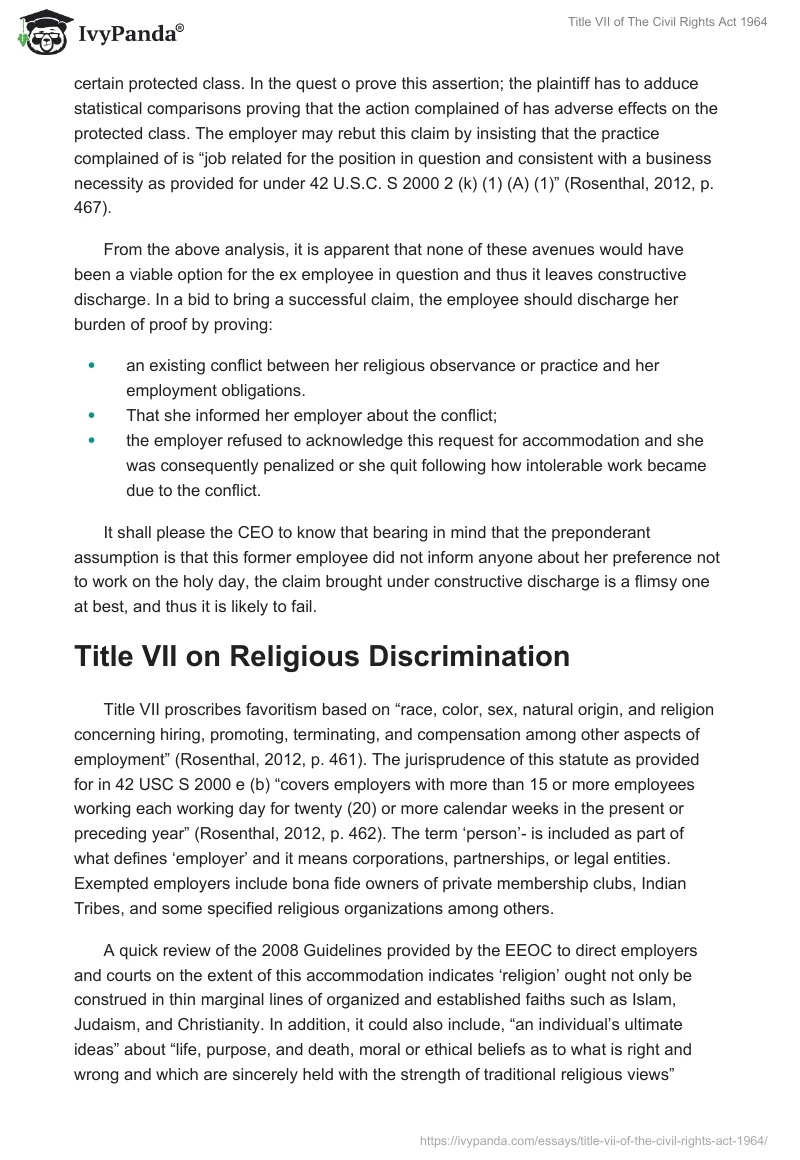 Title VII of The Civil Rights Act 1964. Page 5