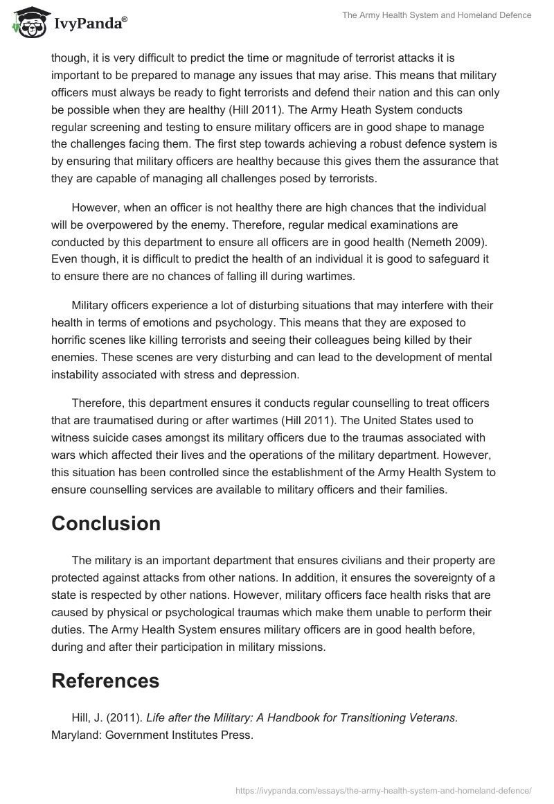 The Army Health System and Homeland Defence. Page 3
