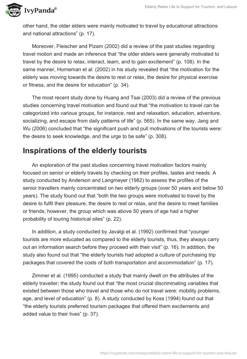 Elderly Retire Life to Support for Tourism, and Leisure. Page 5