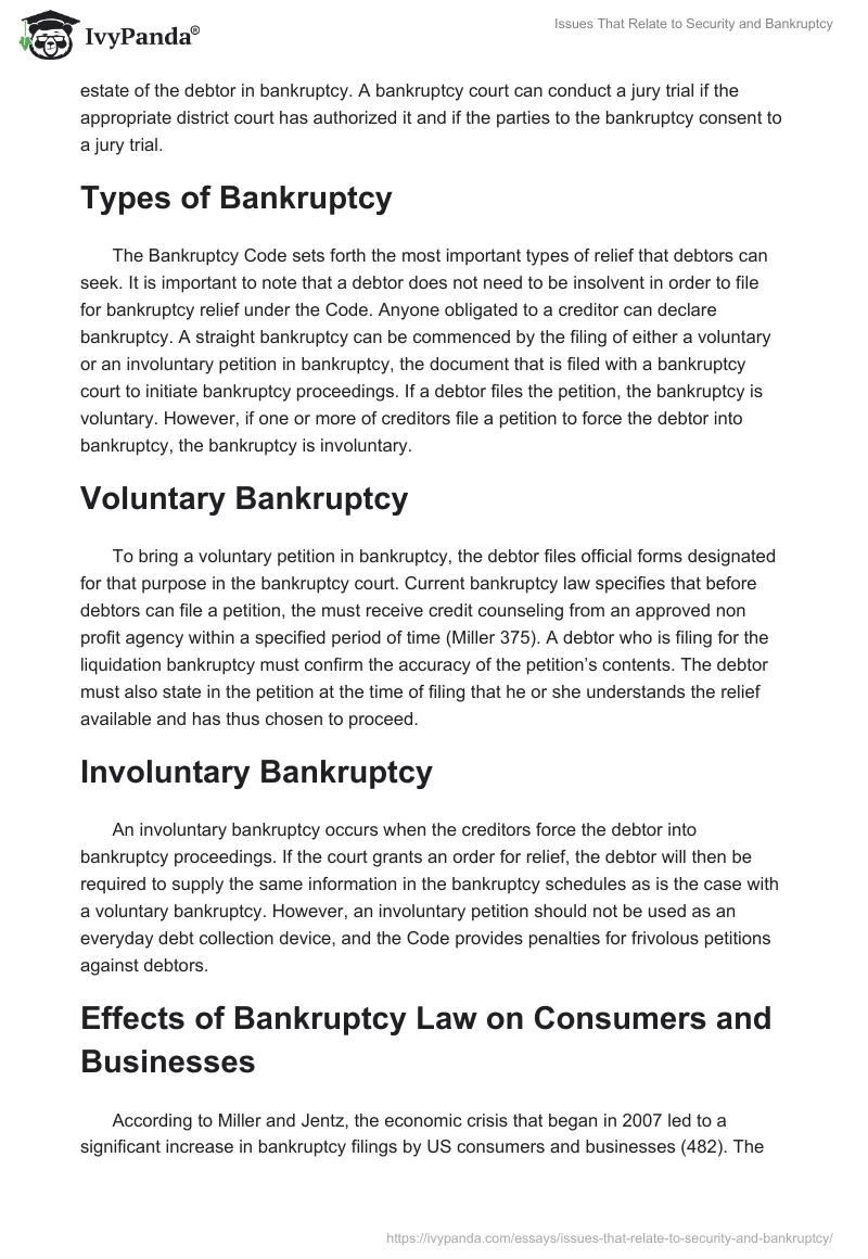 Issues That Relate to Security and Bankruptcy. Page 2